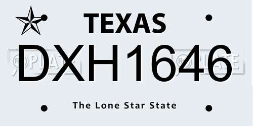 DXH1646 Texas License Plate
