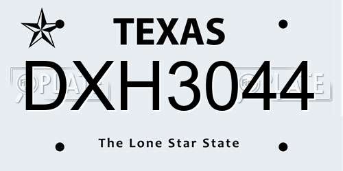 DXH3044 Texas License Plate