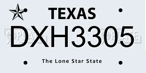 DXH3305 Texas License Plate