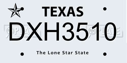 DXH3510 Texas License Plate