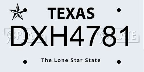 DXH4781 Texas License Plate