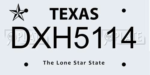 DXH5114 Texas License Plate