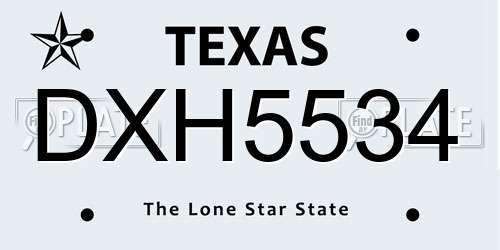 DXH5534 Texas License Plate