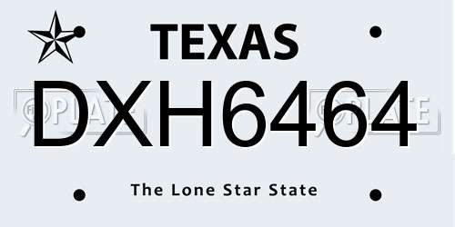 DXH6464 Texas License Plate