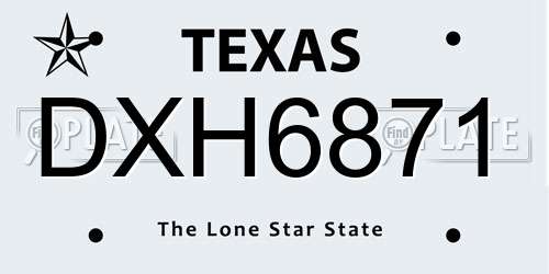 DXH6871 Texas License Plate