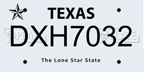 DXH7032 Texas License Plate
