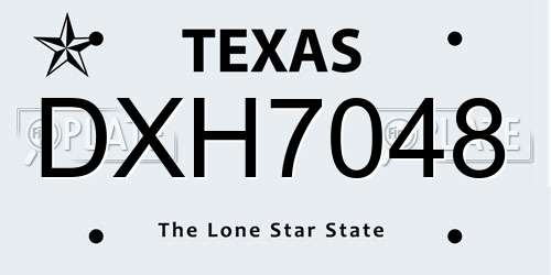DXH7048 Texas License Plate