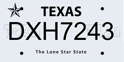 DXH7243 Texas License Plate