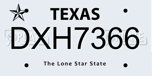 DXH7366 Texas License Plate