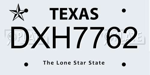 DXH7762 Texas License Plate