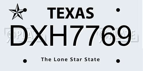 DXH7769 Texas License Plate