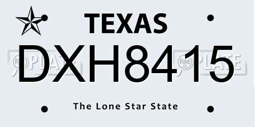 DXH8415 Texas License Plate
