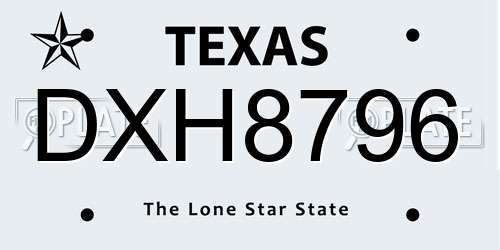 DXH8796 Texas License Plate