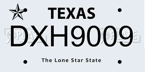DXH9009 Texas License Plate