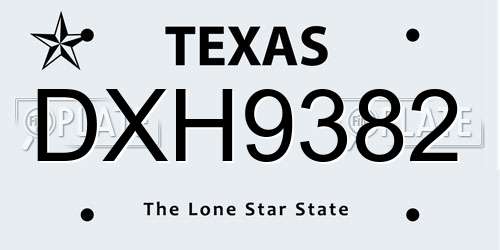 DXH9382 Texas License Plate
