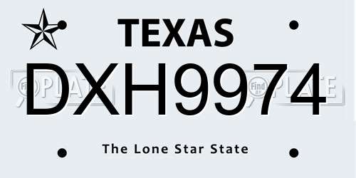 DXH9974 Texas License Plate