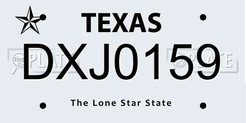 DXJ0159 Texas License Plate