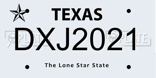 DXJ2021 Texas License Plate