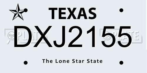 DXJ2155 Texas License Plate