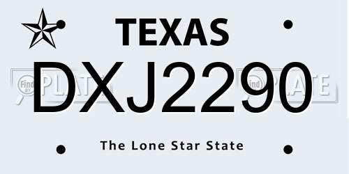 DXJ2290 Texas License Plate