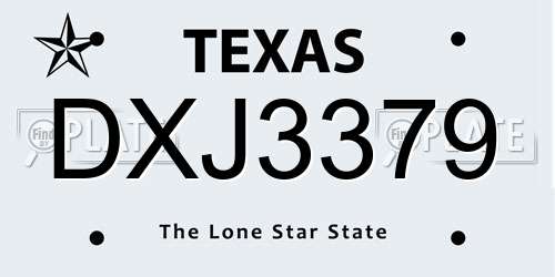 DXJ3379 Texas License Plate