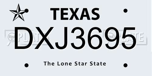 DXJ3695 Texas License Plate