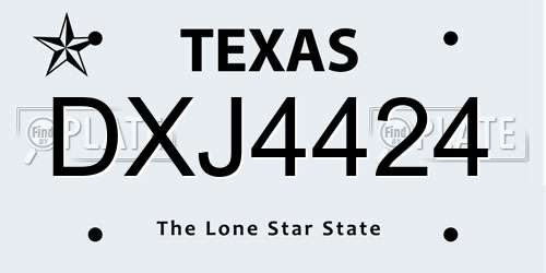 DXJ4424 Texas License Plate