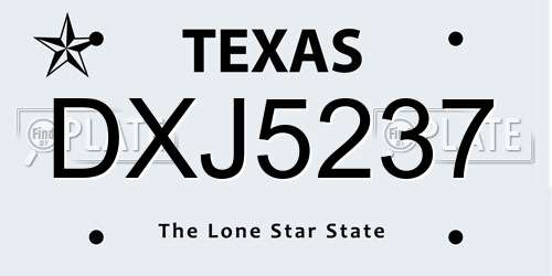 DXJ5237 Texas License Plate