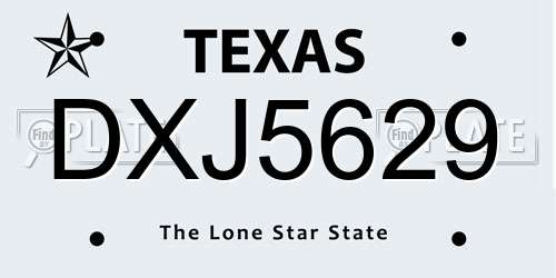 DXJ5629 Texas License Plate
