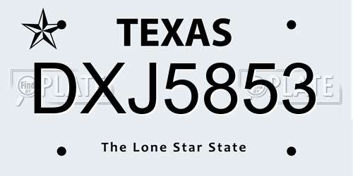 DXJ5853 Texas License Plate