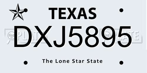 DXJ5895 Texas License Plate