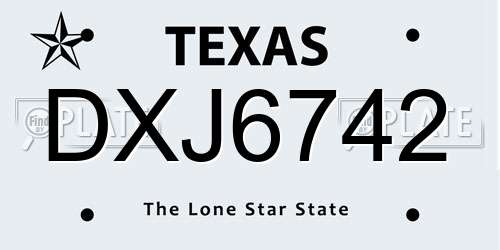DXJ6742 Texas License Plate