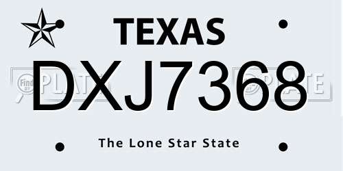 DXJ7368 Texas License Plate