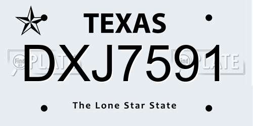 DXJ7591 Texas License Plate