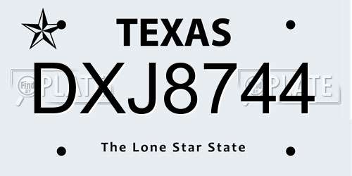 DXJ8744 Texas License Plate