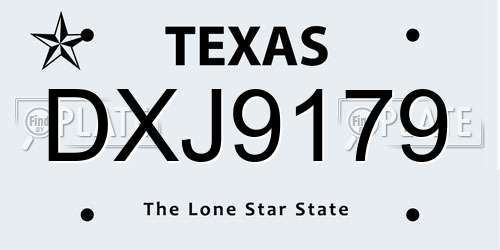 DXJ9179 Texas License Plate
