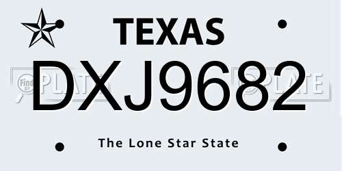 DXJ9682 Texas License Plate