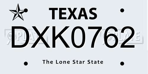 DXK0762 Texas License Plate