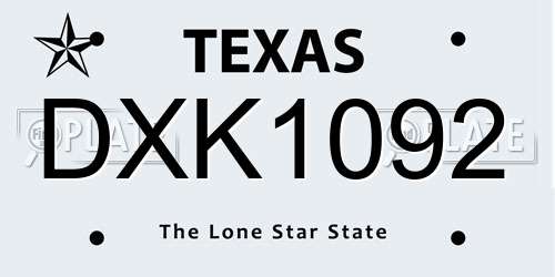 DXK1092 Texas License Plate