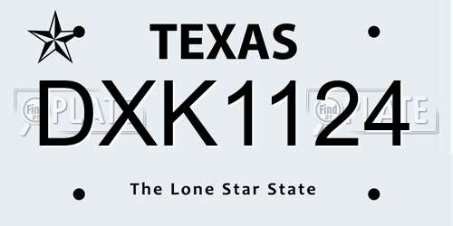 DXK1124 Texas License Plate