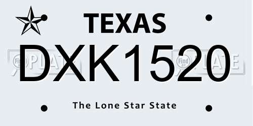 DXK1520 Texas License Plate