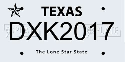 DXK2017 Texas License Plate