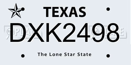 DXK2498 Texas License Plate