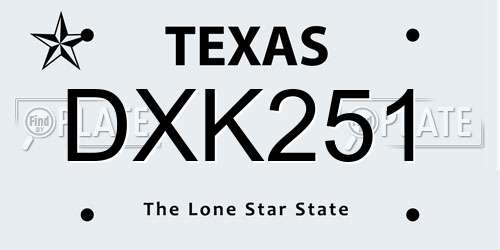 DXK251 Texas License Plate