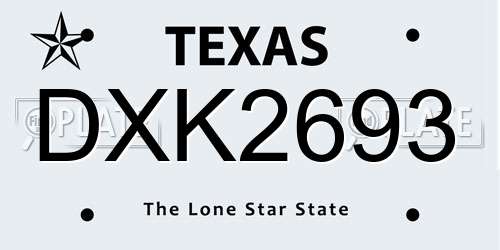 DXK2693 Texas License Plate