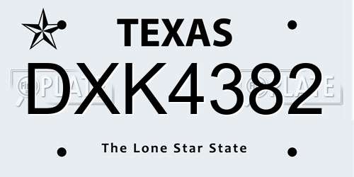 DXK4382 Texas License Plate