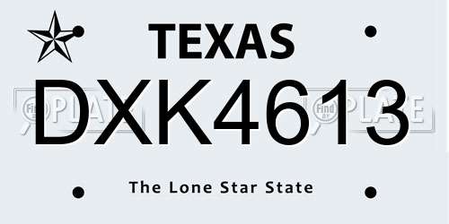 DXK4613 Texas License Plate