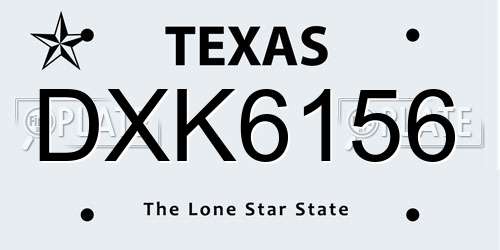 DXK6156 Texas License Plate