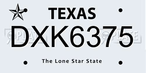 DXK6375 Texas License Plate
