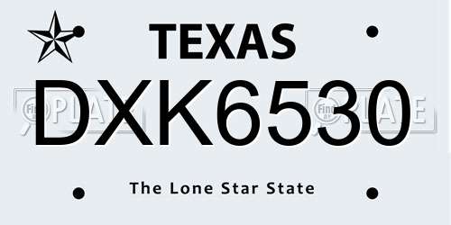 DXK6530 Texas License Plate